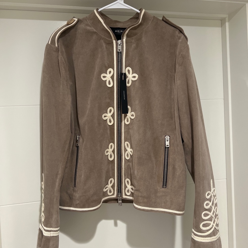 Authentic RARE!! Amiri Runway Military Leather Roping Jacket Size 52